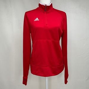 Adidas | Women’s 1/4 Zip Red Climalite Athletic Pullover, Size S
